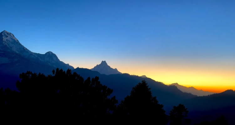 sunrise over annapurna south mountain-view from Poon hill 2023