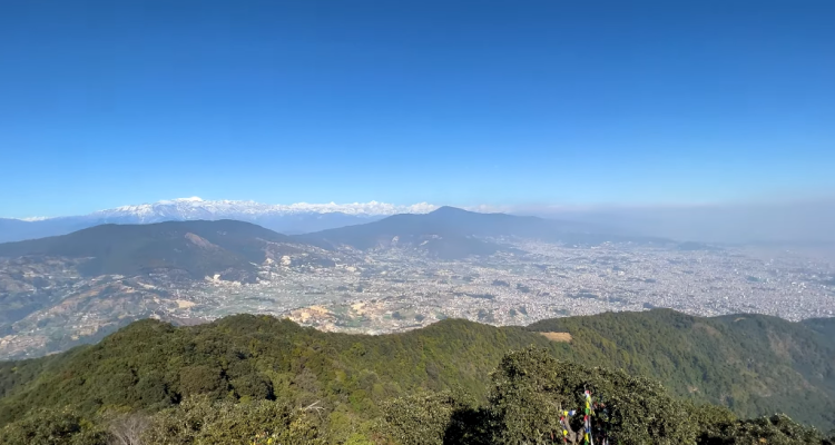 Valley view of kathmandu from the top of nagarjun Jamacho Hill hiking