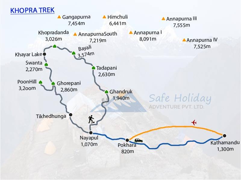 Khopra danda trek map
