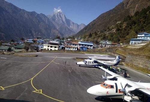 Scenic view of the Everest Base Camp trek route without taking a Lukla flight.