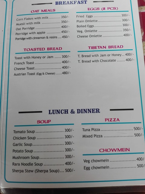 Complete Travel Guide to the Manaslu Trek for 2023 & 2024: food menu