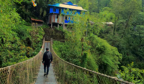 Himalayan mountain view from Poon Hill above Ghorepani villag