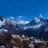 View of Mt. Everest from Everest view Hotel Syngboche