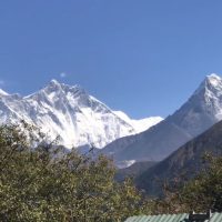 view of mount Everest from Namche bazaar