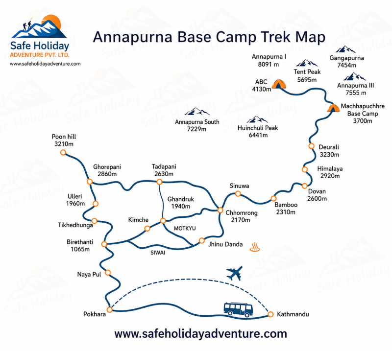 Annapurna base camp trek map