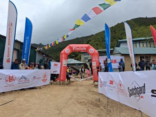 Everest Marathon finishing line