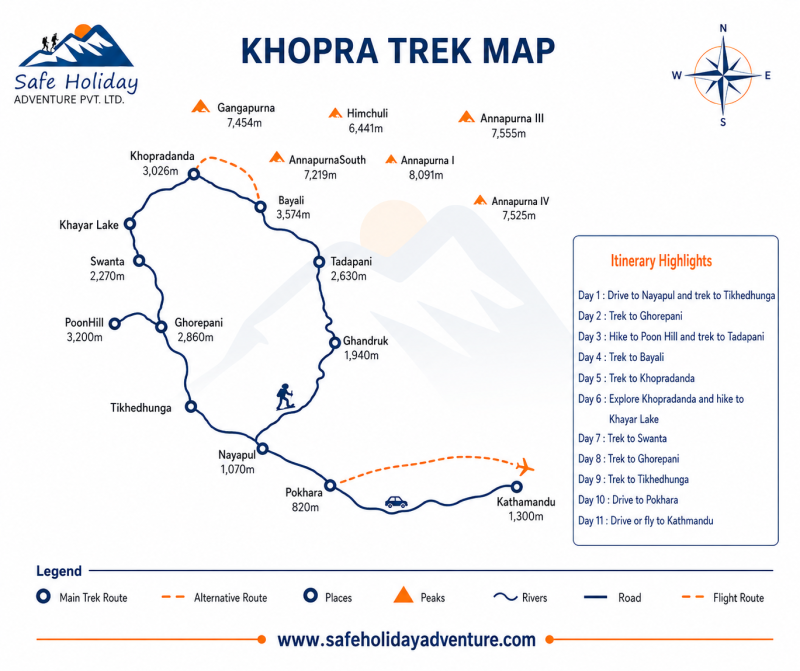 Khopra Trek map
