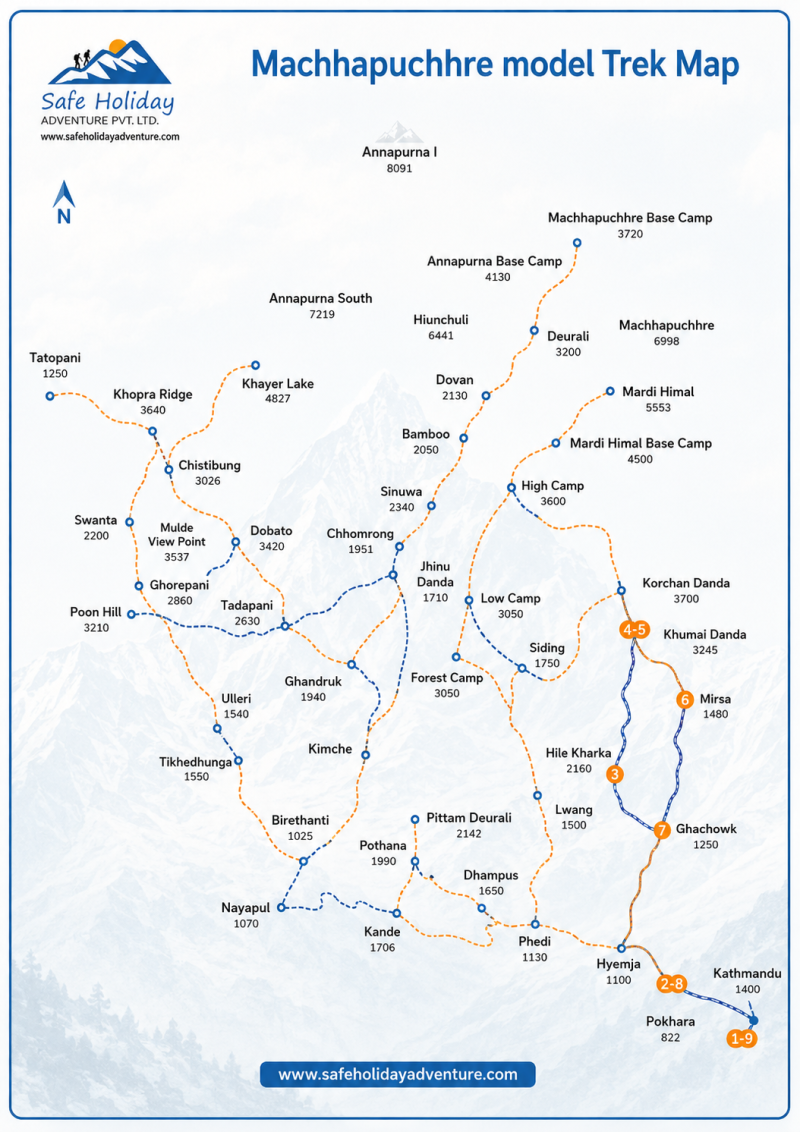 Machhapuchhre Model Trek Map