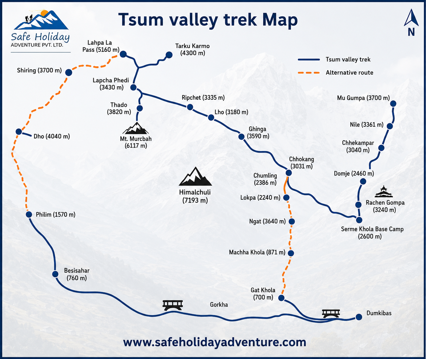 Tsum Valley trek Map- latest design