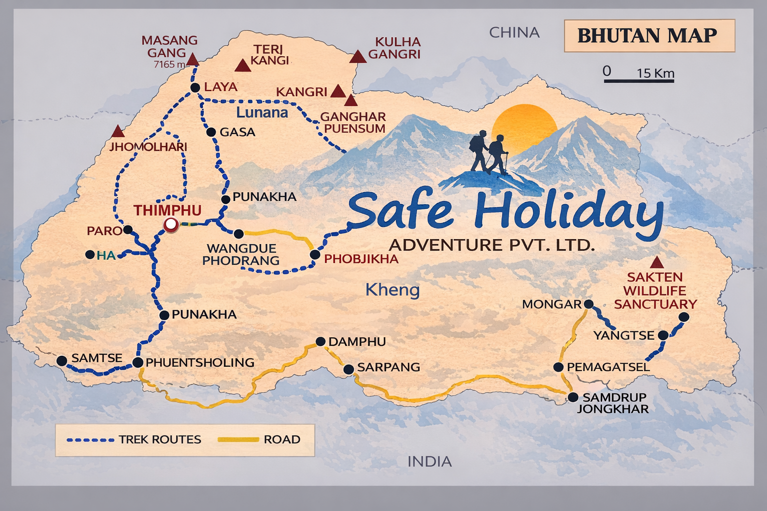 Bhutan tour map