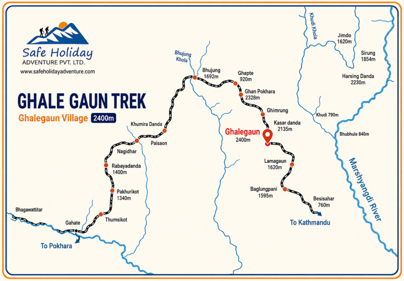Ghalegaun Home stay tour Map