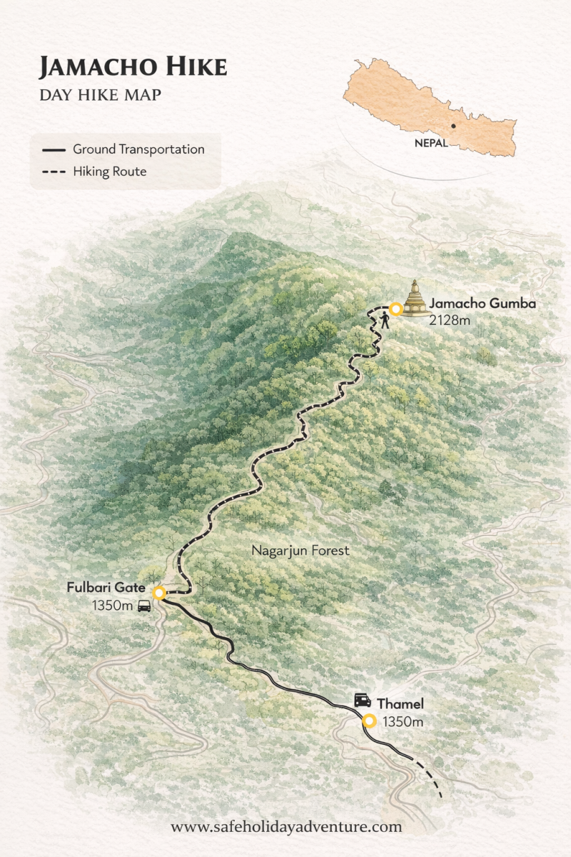 Jamacho day hike Map