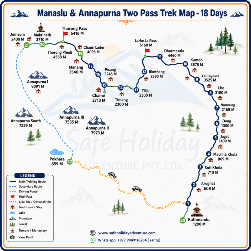 Manaslu-Annapurna-Two-Pass-Trek map
